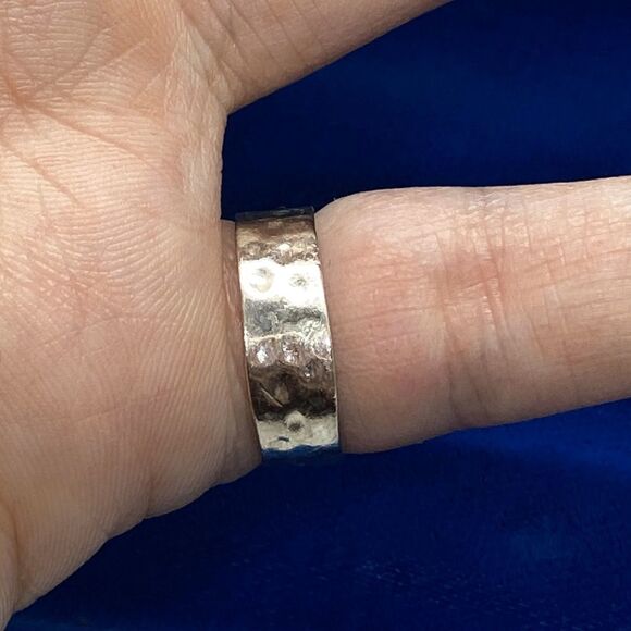 💛 925 Vintage Hammered Stackable Ring - Picture 3 of 5